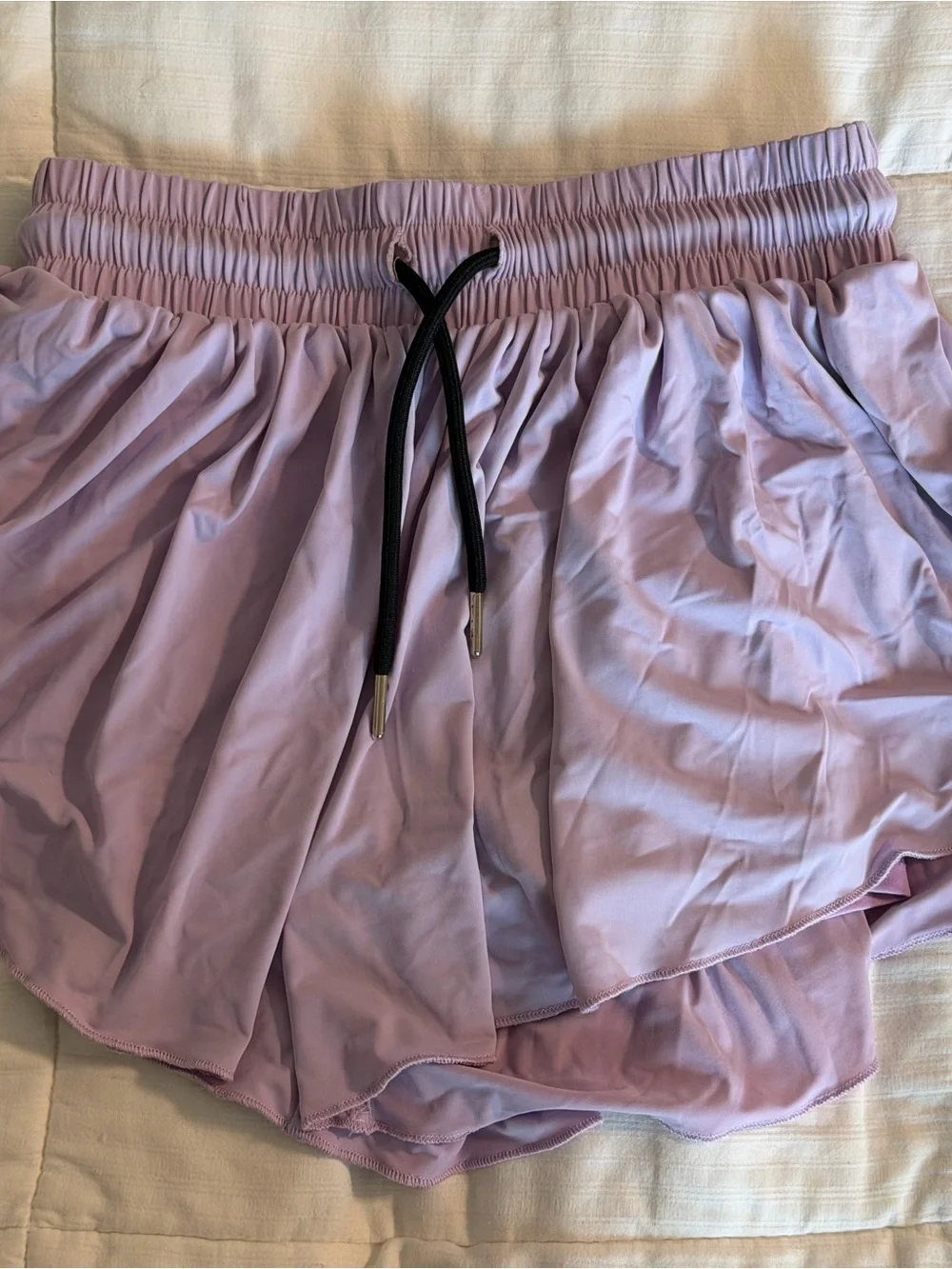 Justice Lavender Athletic Shorts with Black Drawstring
